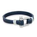 Pulseira Masculina Marine Force – Sofisticação Náutica em Couro e Aço