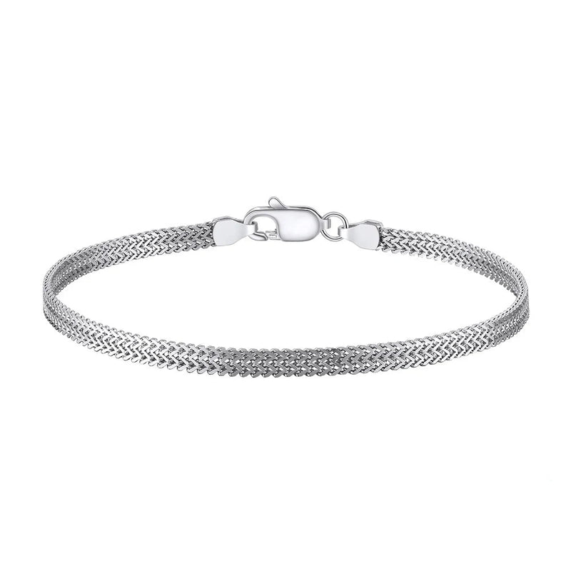 Pulseira Essência Prateada – Malha Flat Unissex em Prata 925