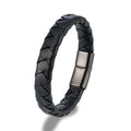 Pulseira Fusion – Couro Traçado e em Aço Inoxidável